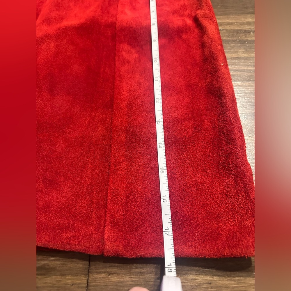 Vintage Red Suede Mini Skirt Size 5/6 -fits small (see info) USA Made - Picture 10 of 12